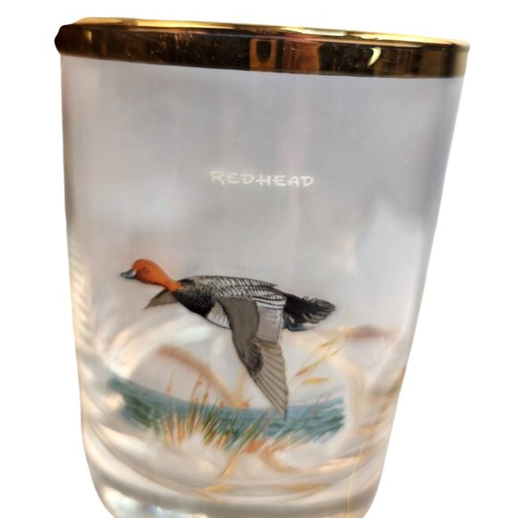 Culver Ned Smith 22k Gold Rim Duck Waterfowl Double Old-Fashioned Glasses Set Of - Picture 9 of 16